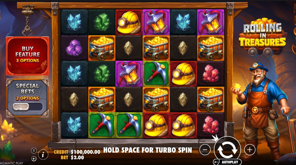 Screenshot della nuova slot Rolling in Treasures di Pragmatic Play