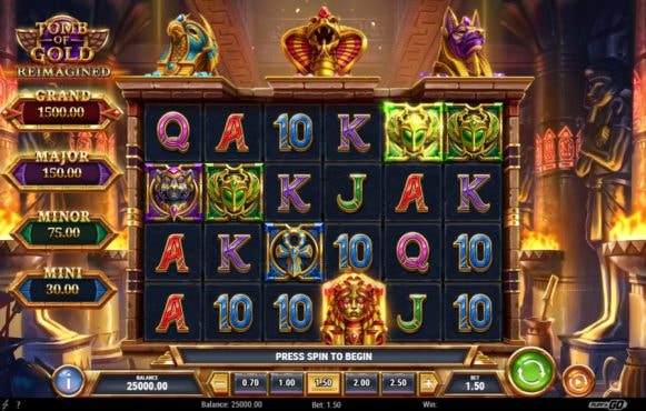 Screenshot della nuova slot Tomb of Gold Reimagined di Play’n GO