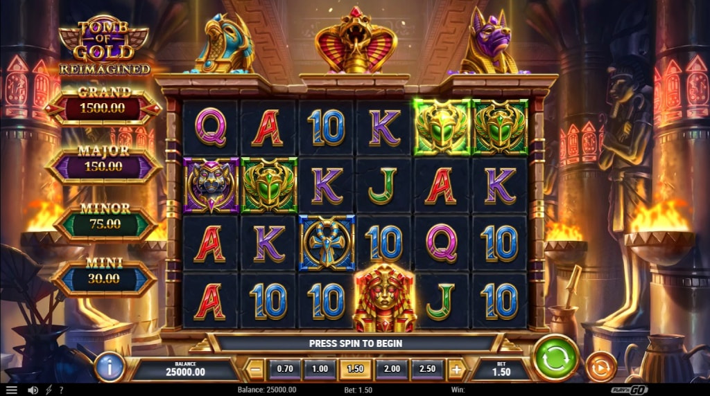 Screenshot della nuova slot Tomb of Gold Reimagined di Play’n GO