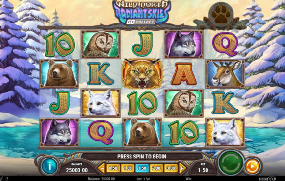 Screenshot della nuova slot Wild North Radiant Skies Go Collect di Play’n GO