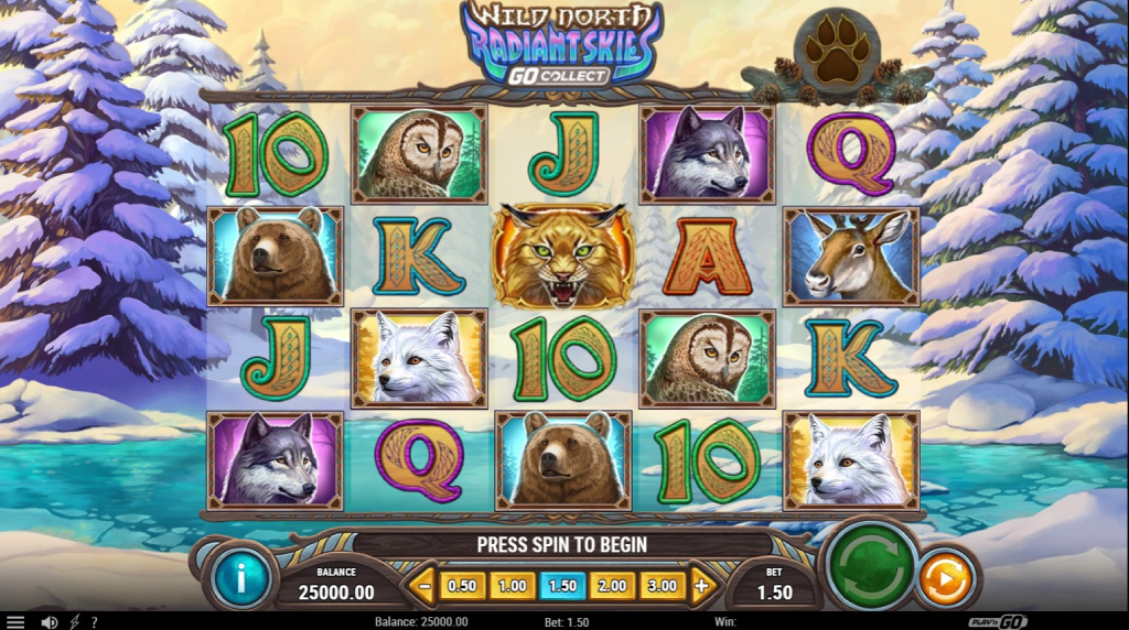 Screenshot della nuova slot Wild North Radiant Skies Go Collect di Play’n GO