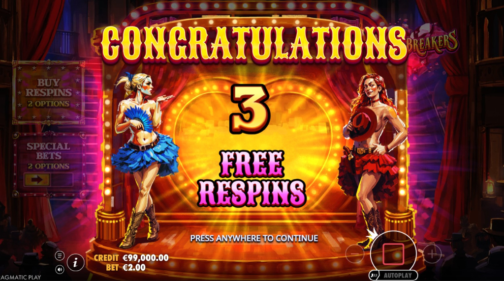 Screenshot della funzione Super Respins di Heartbreakers