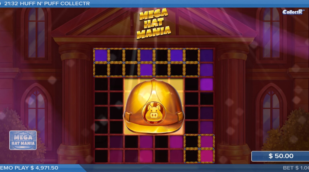 Screenshot della funzione Mega Hat Mania di Huff N’ Puff CollectR