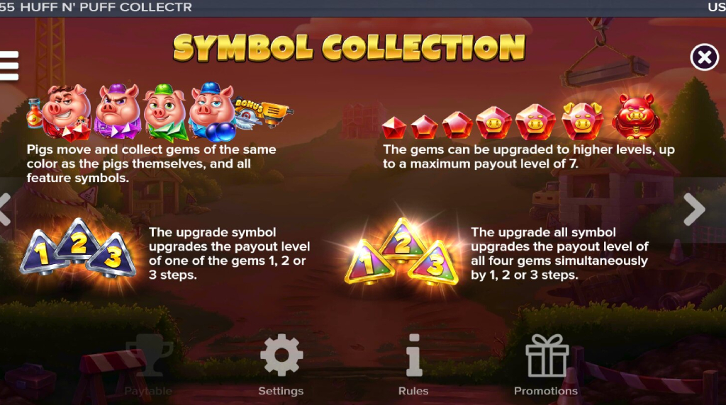 Screenshot della tabella dei pagamenti di Huff N’ Puff CollectR