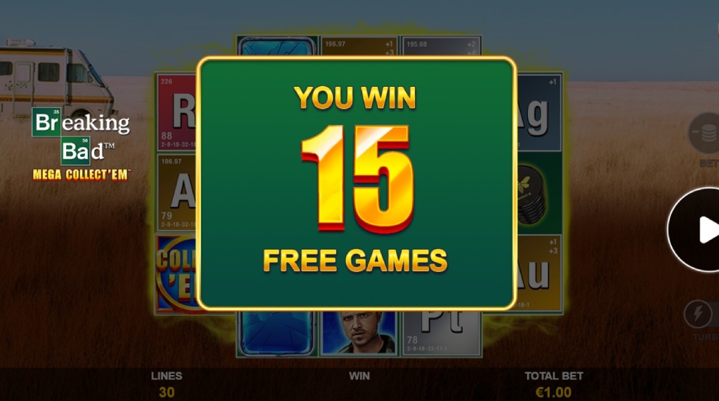 Funzione Free Games attivata su Breaking Bad Mega Collect’em