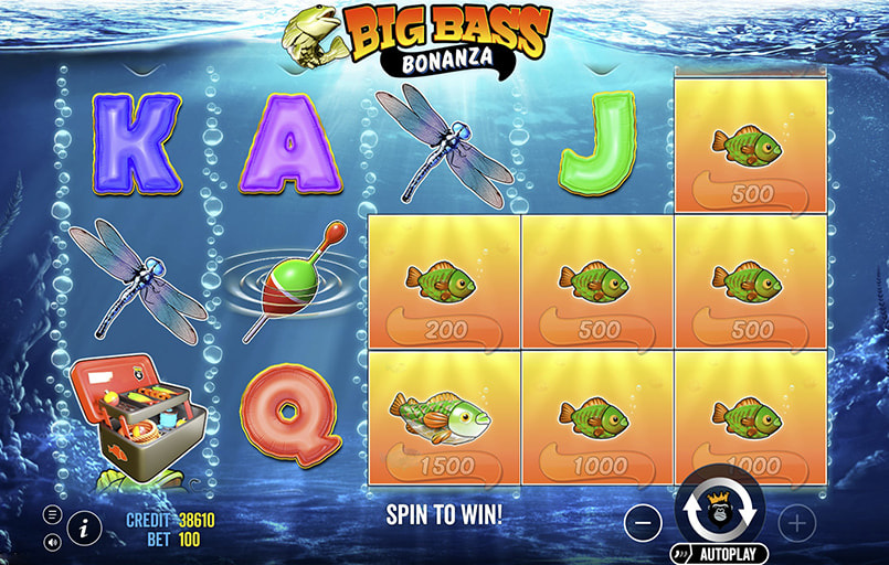 Screenshot van de bonusfeature van Big Bass Bonanza