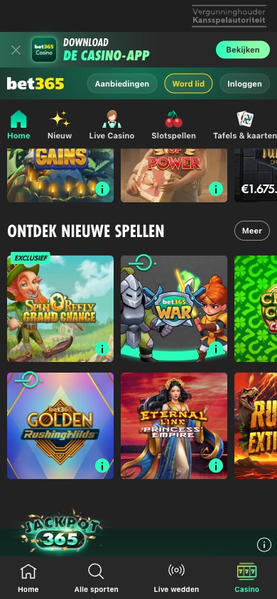 bet365 slots overzicht op mobiel