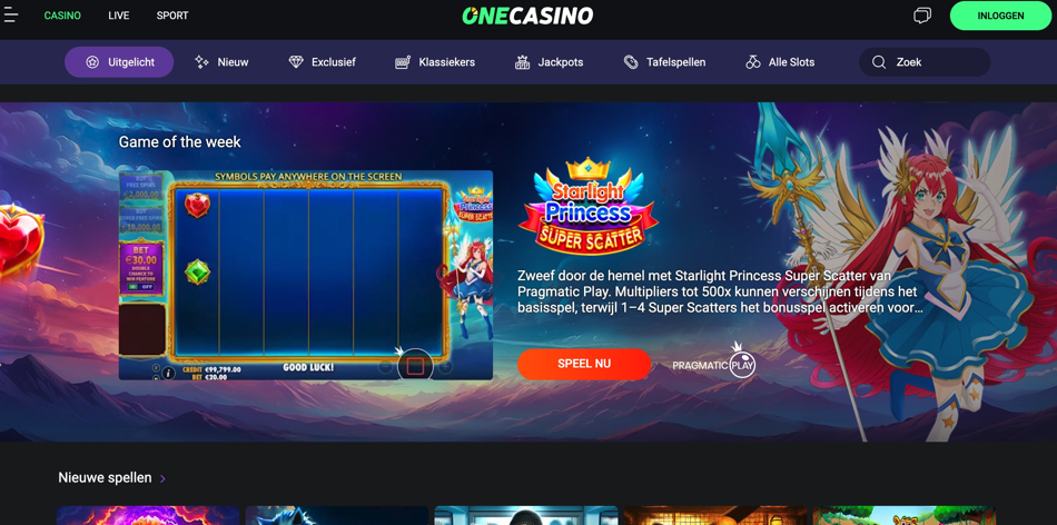 Overzicht van de exclusieve OneCasino gokkasten.