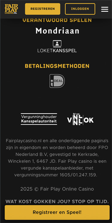 De vergunningsdetails van Fair Play Casino