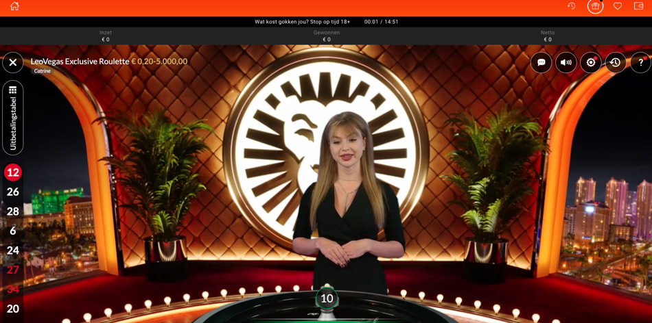 Screenshot van LeoVegas Live Roulette