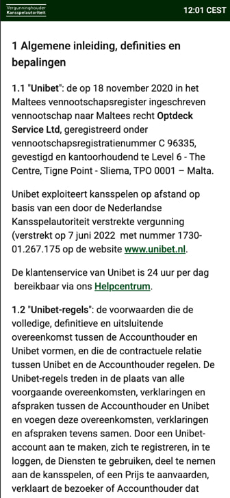 Licentie van Unibet