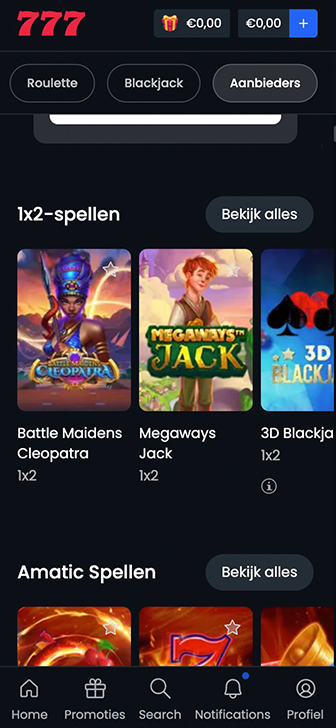 Spelontwikkelaars bij Casino777