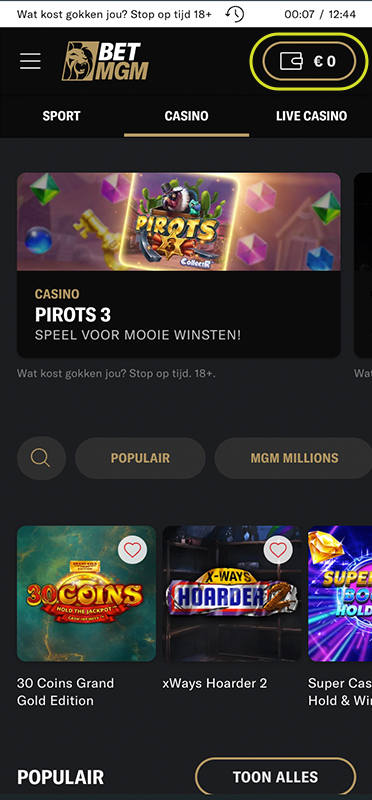 Betaalpagina van BetMGM
