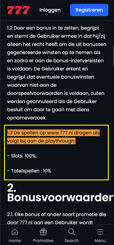 Spelbeperkingen in de bonusvoorwaarden van BetMGM