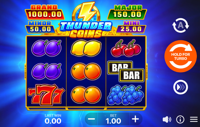 Screenshot van de Hold and Win feature van Thunder Coins