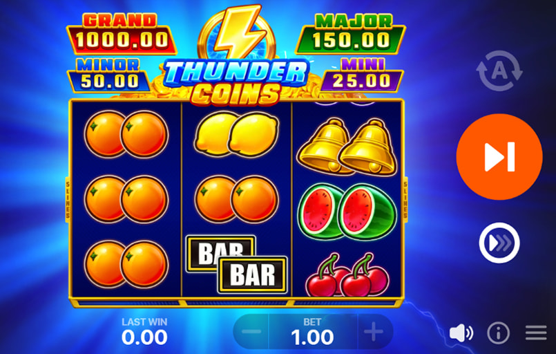 Screenshot van de Thunder Coins Hold and Win slot van Playson