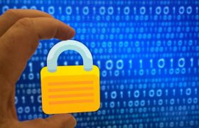 Een slot op een blauwe achtergrond