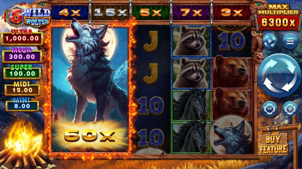 Screenshot van de nieuwe slot 5 Wild Wolves van 4 The Player