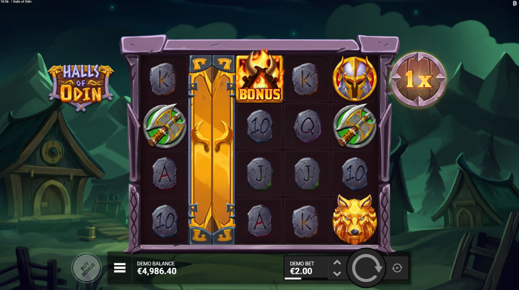 Screenshot van de nieuwe Halls of Odin Slot van Hacksaw Gaming