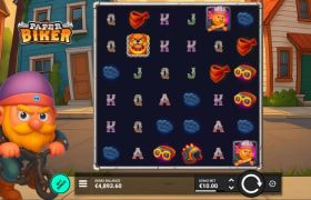 Screenshot van de nieuwe Paper Biker Slot van Bullshark Games