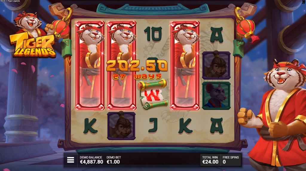 Screenshot van de Battle of the Beast bonus game van Tiger Legends