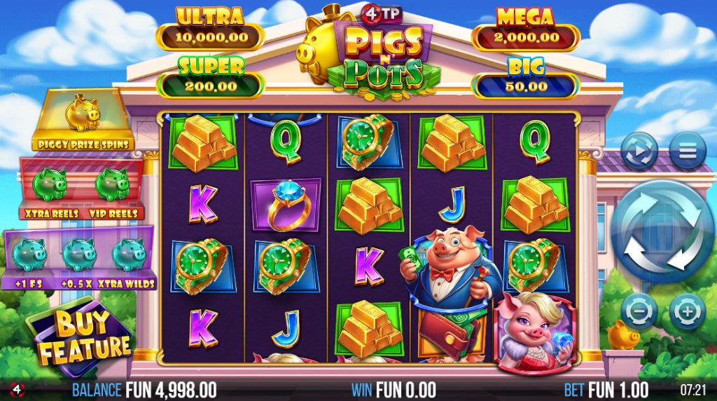 Screenshot van de nieuwe 4TP Pigs 'N Pots Slot van 4ThePlayer