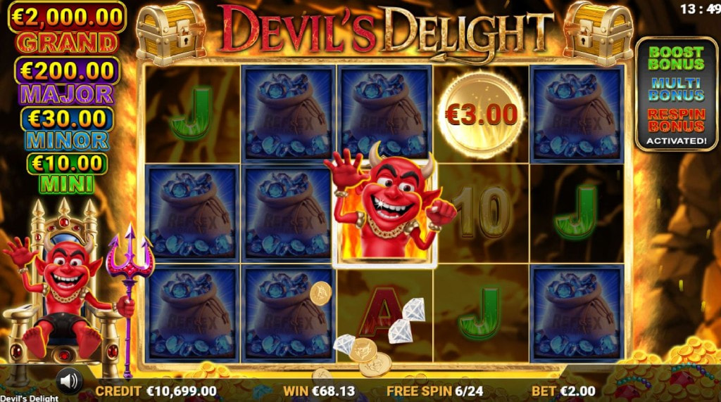 Screenshot van de Free Spins Bonus van Devil’s Delight