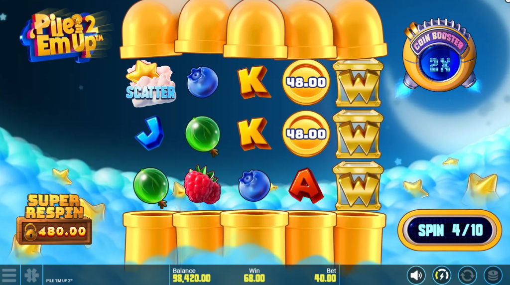Screenshot van de Free Spins Bonus van Pile’ Em Up 2