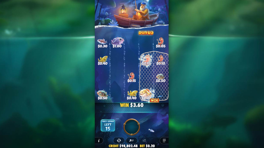 Screenshot van de Free Spins Bonus van Happy Nets