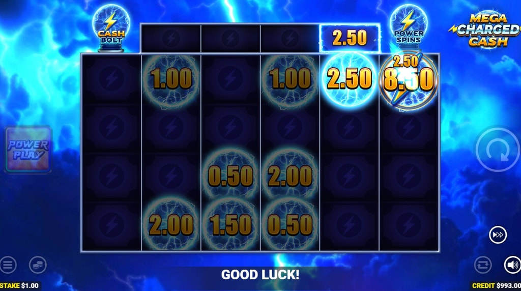 Screenshot van de nieuwe Mega Charged Cash Slot van Blueprint Gaming