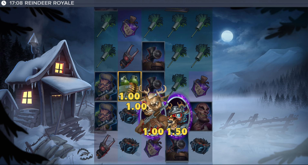 Screenshot van de kerstmis slot Reindeer Royale