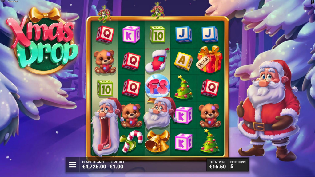 Screenshot van de kerst gokkast Xmas Drop Bonus Game