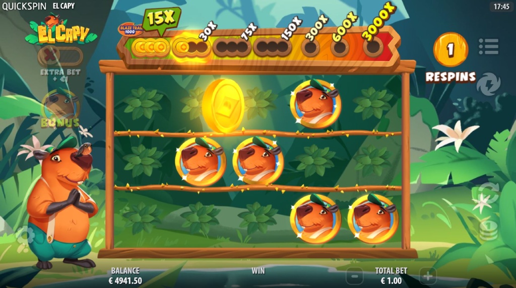 Screenshot van de free spins bonus van El Capy