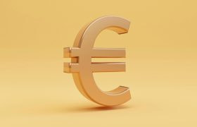 Gouden euroteken op gouden achtergrond