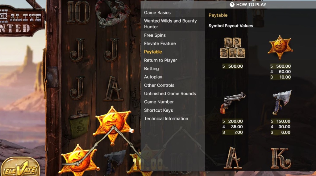 Screenshot van de uitbetalingstabel van Dead or Alive 3 van NetEnt