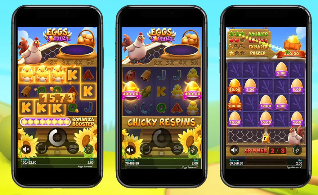 Screenshot van de slot Eggs Bonanza van Snowborn Games