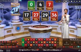 Screenshot van de nieuwe game Gates Of Olympus Roulette Live van Pragmatic Play