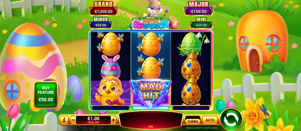 Screenshot van de slot Mad Hit Easter EggSplosion van Ruby Games