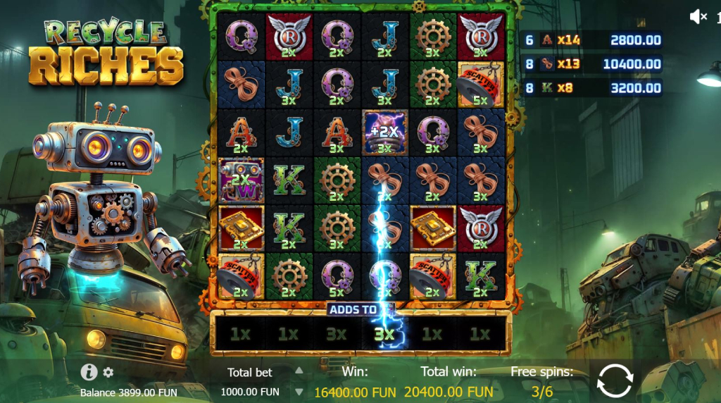 Screenshot van de Recycle Riches Free Spins Bonus