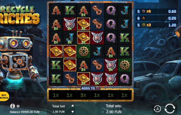 Screenshot van de nieuwe Recycle Riches slot van BGaming