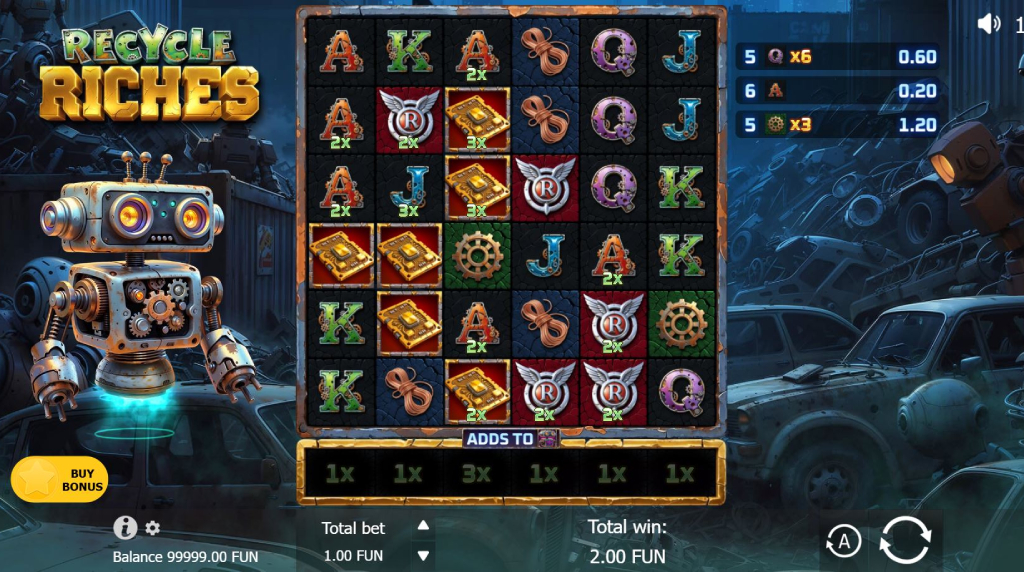Screenshot van de nieuwe Recycle Riches slot van BGaming
