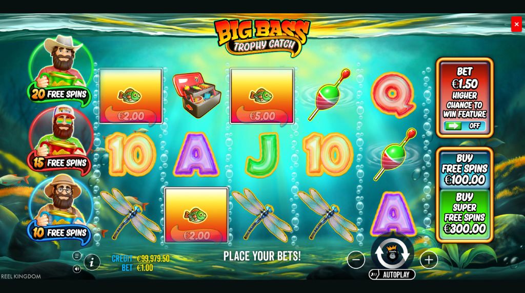 Screenshot van de nieuwe Big Bass Trophy Catch slot van Pragmatic Play