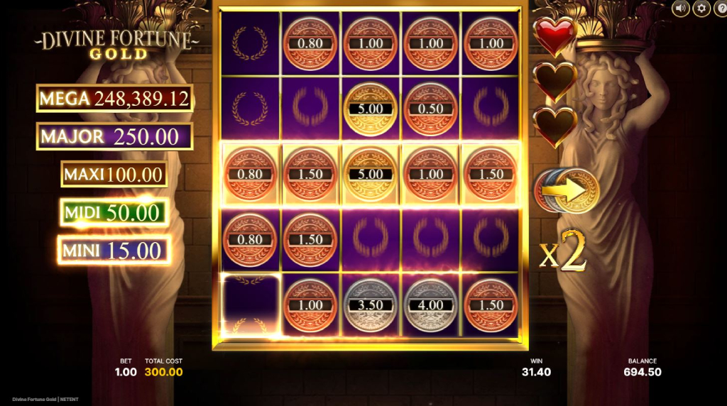 Screenshot van de Divine Fortune Gold Spins Bonus