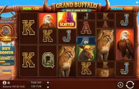 Screenshot van de nieuwe Grand Buffalo Hold and Win slot van BGaming