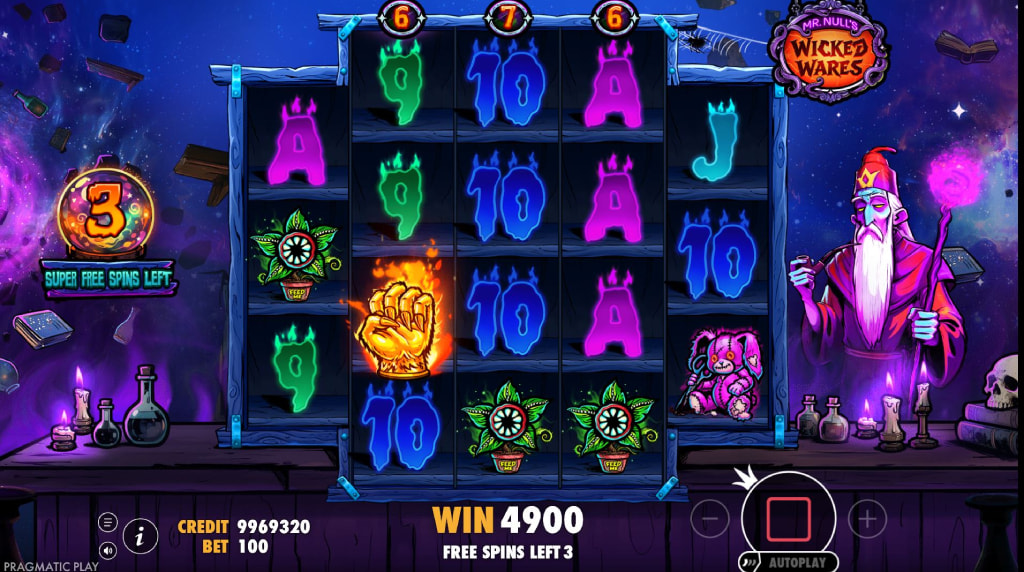 Screenshot van de Mr Null's Wicked Wares Free Spins Bonus