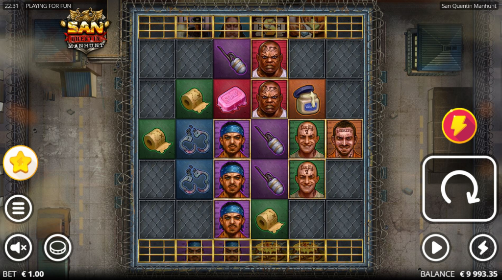 Screenshot van de nieuwe San Quentin Manhunt slot van Nolimit City