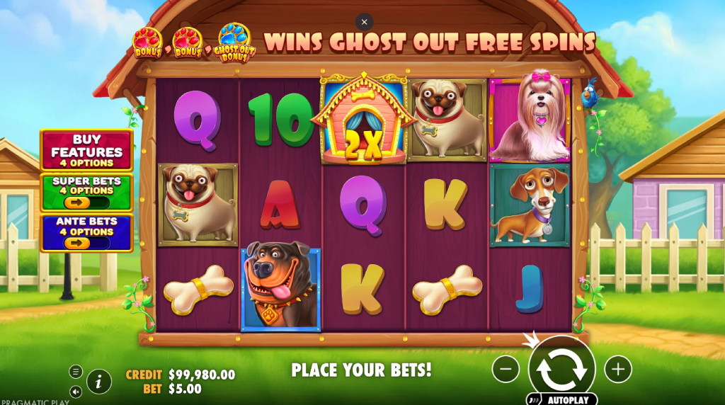 Screenshot van de nieuwe The Big Dog House slot van Pragmatic Play