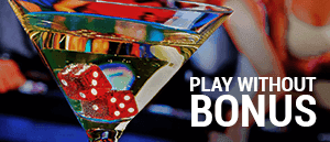 Casino without bonus: A champagne glass containing dice.