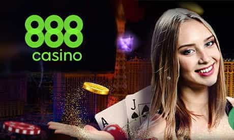 888casino logo and a blonde woman