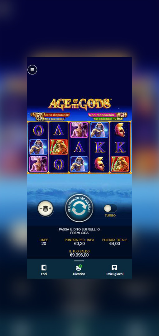 La slot con jackpot progressivo Age of the Gods.